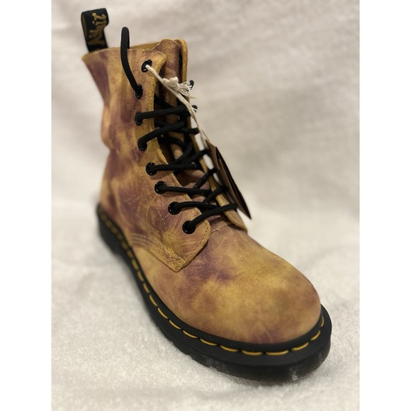 Dr‎ Martens Womens 1460 Pascal Tie Dye Leather Lace Up Boots Size 7 NEW Camo Tan - Picture 11 of 14